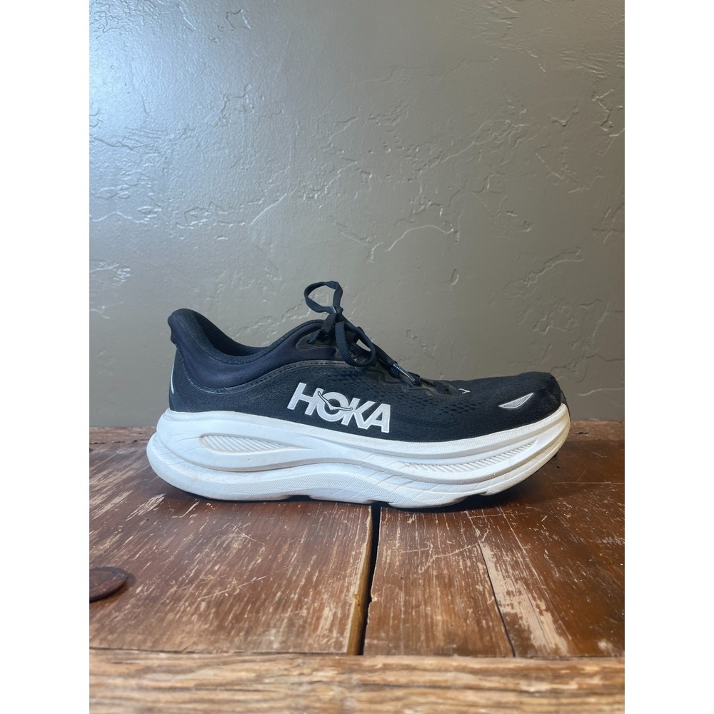 Hoka Bondi 9 Running Shoes Mens 9 Black Cushioned Comfort Road Sneakers Gym